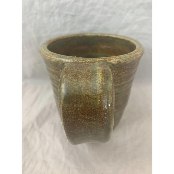 Brown / Green Stoneware Coffee Mug - 3.5" Tall - Picture 2 of 7